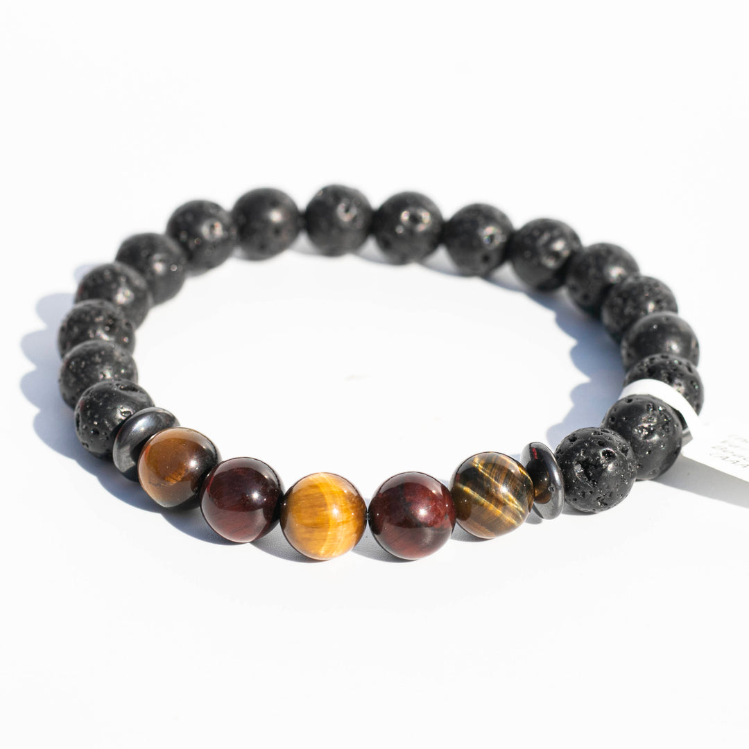 Lava Stone (熔岩石) | | The Stone of Mother Earth | Assorted Center & Spacer Beads | Aromatherapy & Grounding Bracelet (Tiger Eye)