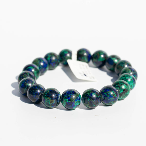 Genuine Natural Malachite Azurite Strong Power Green Blue Bracelet 12mm  Round Beads Woman Men Azurite Bracelet AAAAAA - AliExpress
