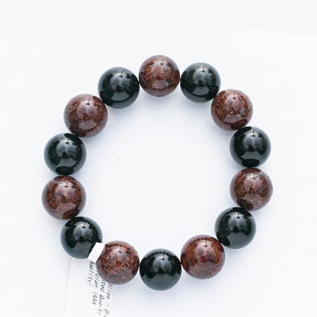 Obsidian (黑曜石) | Bronze Rutilated Quartz (髮晶) | (AA Quality) Bracelet