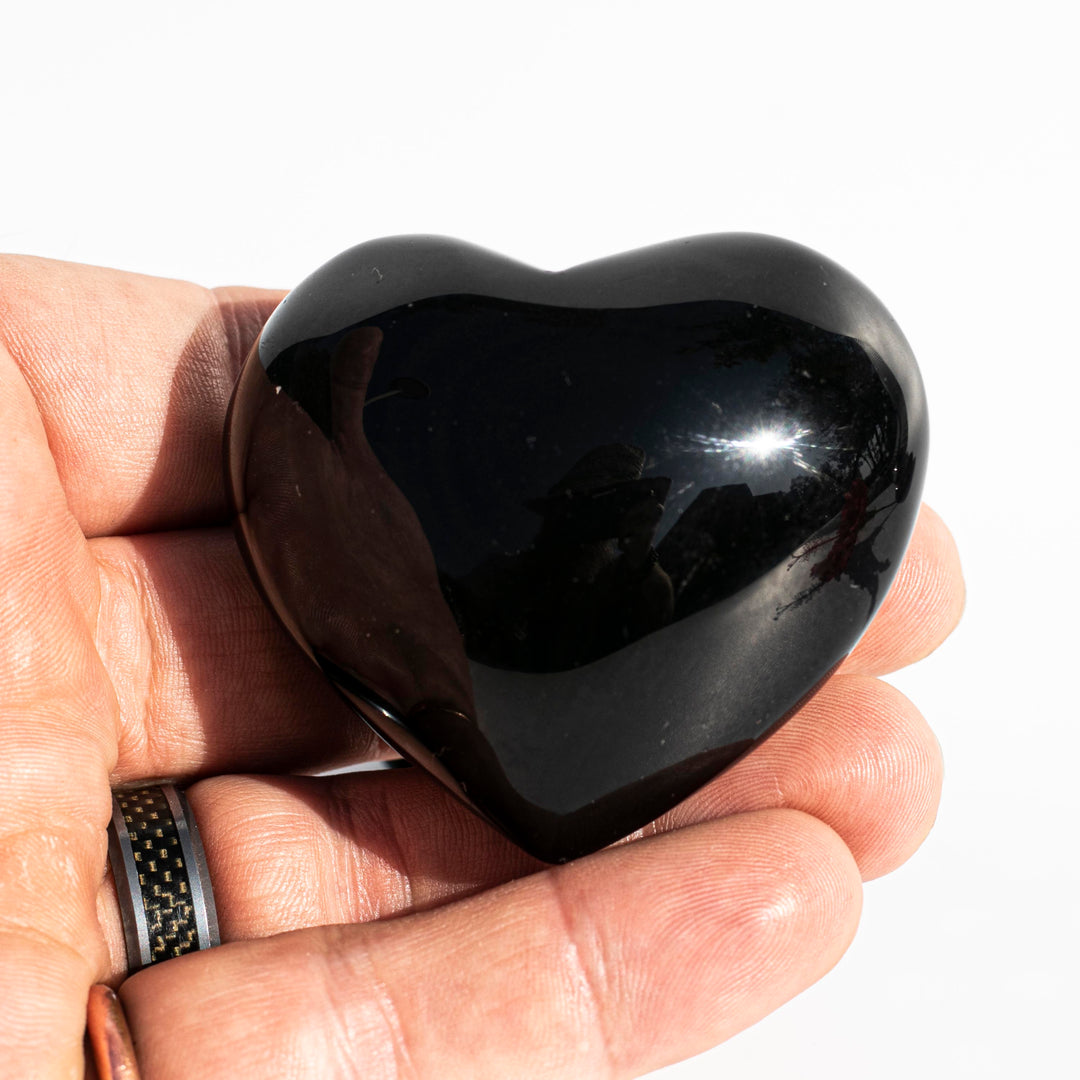 Obsidian (黑曜石) | Large Crystal Heart | The Mirror Stone | Choose your Preferred size of Small, Medium, Large