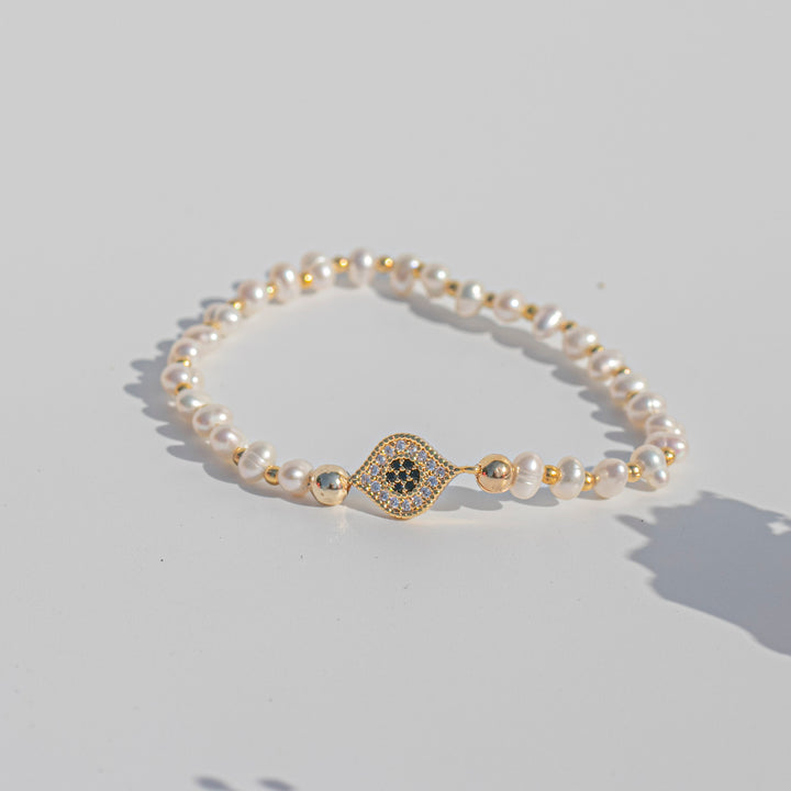 Pearl Bracelet (珍珠) | Gold Plated Spacer Beads | Evil Eye | The Stone Of Sensuality