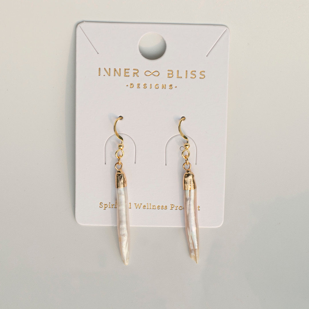Pearl (珍珠) | Bespoke Long Earrings | Gold Plated Droplets | Stone of Sensuality