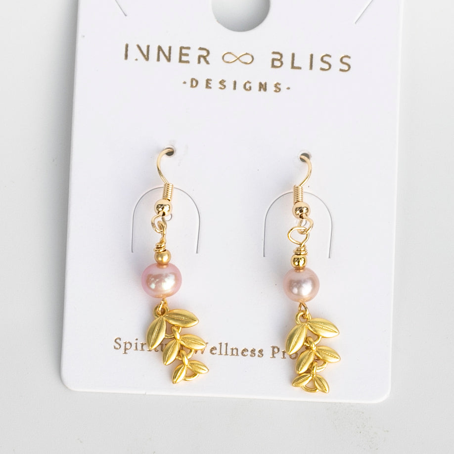 Pearl | Gol Plated Droplet Healing Crystal Dangle Earrings | Stone of Sensuality