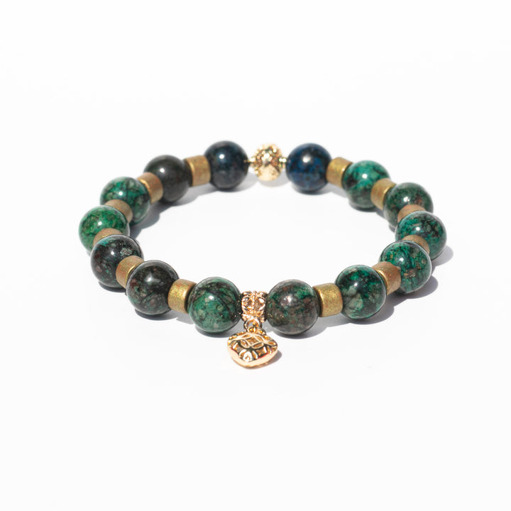 Quantum Quattro (量子石英) | Antique Gold Tone Spacers & Gold Plated Heart | Stretchy Cord Bracelet | The Stone of Inward Compassion
