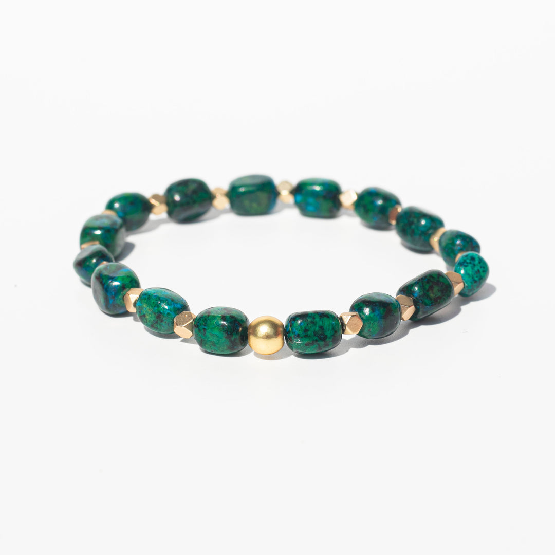 Quantum Quattro (量子石英) Beaded Bracelet | Gold Plated Center & Titanium Spacer Beads | The Stone of Inward Compassion