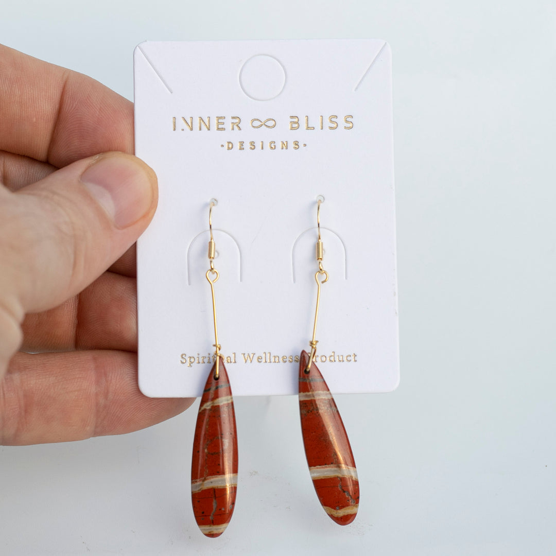 Red Jasper | Hand Made Healing Crystal Dangle Earrings | The Stone of Endurance