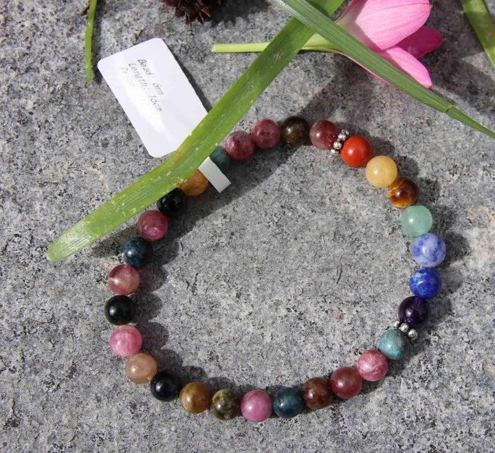 Seven Chakra Stone Bracelet - Watermelon Tourmaline