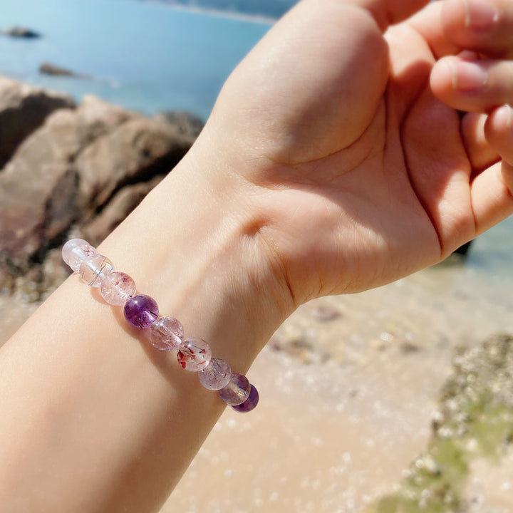 Super Seven | Stretchy Cord Healing Crystal Bracelet | The Stone Of Spiritual Awakening | AA Quality | Choose Bead & Wrist Size