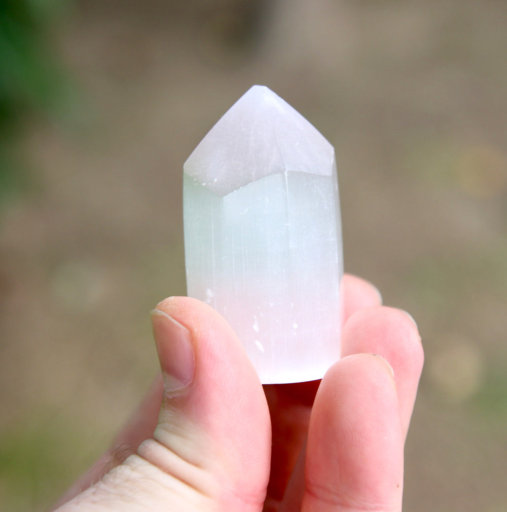 Selenite | Natural Healing Crystal Thin Obelisk Tower | Master Cleansing Stone | Choose Size