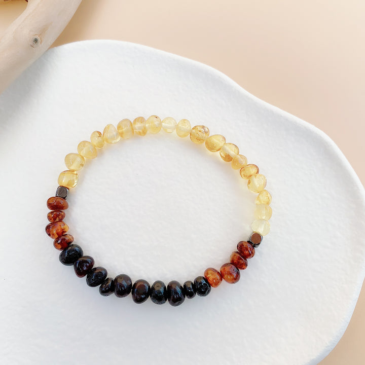 Amber Bracelet (海琥珀) | Mixed Baltic Amber (Honey, Lemon, Cherry, Cognac) | Titanium Pyrite Spacers