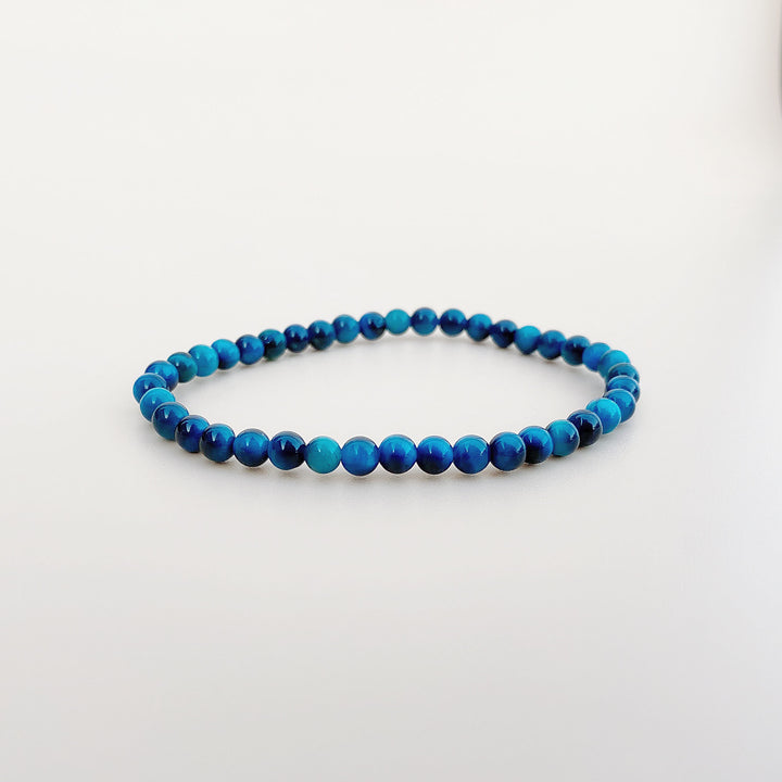 Blue Tiger's Eye | Stretchy Cord Healing Crystal Bracelet | The Courage Stone | Choose Your Bead & Wrist Size